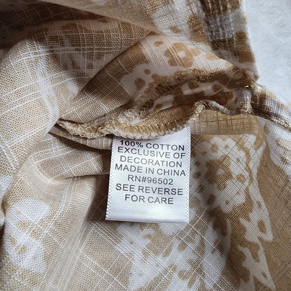 Womens Krazy Kat Lace V Neck Boho Floral Tunic Tan M White Cotton - Picture 7 of 16